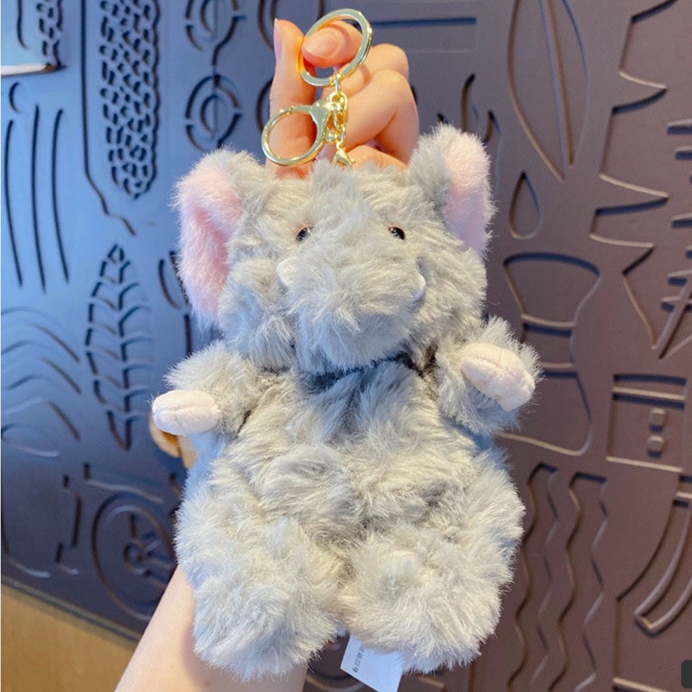 Gray Elephant Plush Keychain